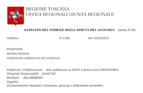 Accatastamento biomasse - Regione Toscana proroga al 31 luglio 2024