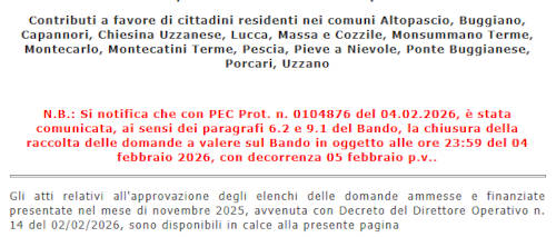 Bando 2025 - Chiude il 05 febbraio 2026